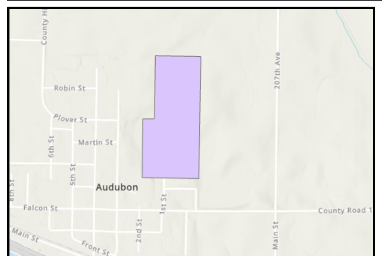 Top-ranked solar suitability parcel near Audubon, Minnesota
